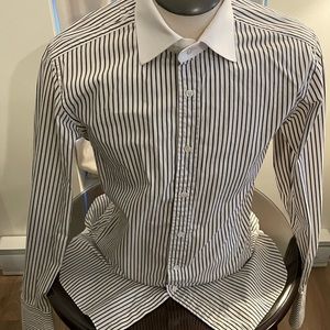 Tom Ford Men’s Grey Striped Long Sleeve Shirt Size 43